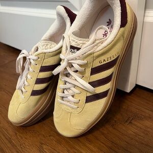 Adidas Gazelle Yellow and Maroon Sneakers